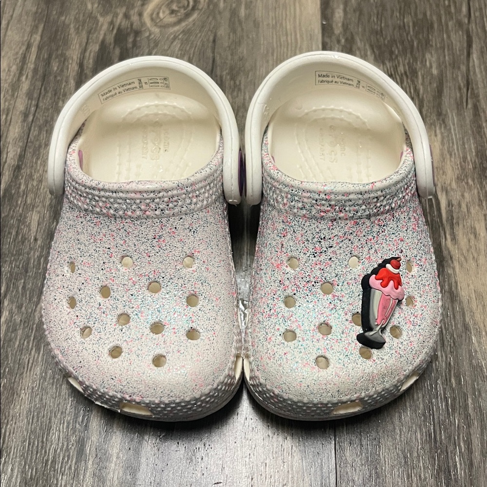 CROCS Kids Sparkle Glittery Clogs Size 4C